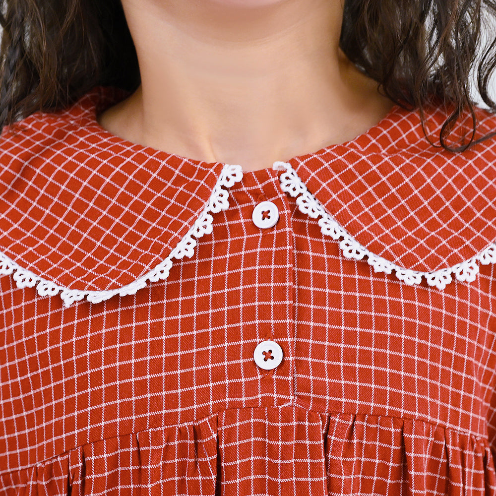 Girls CVC Casual Frock Elegant - MAROON