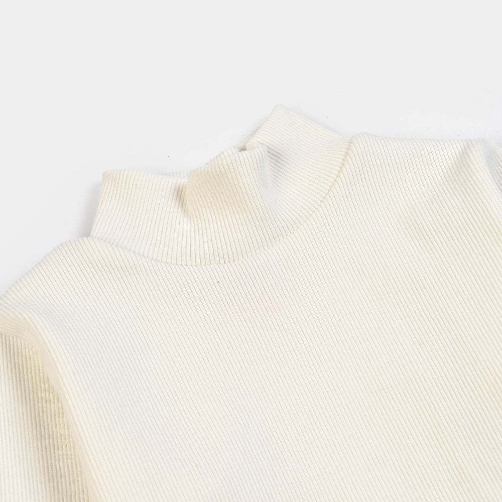 Infant Boys 2x1 Rib Turtle Neck-Off White