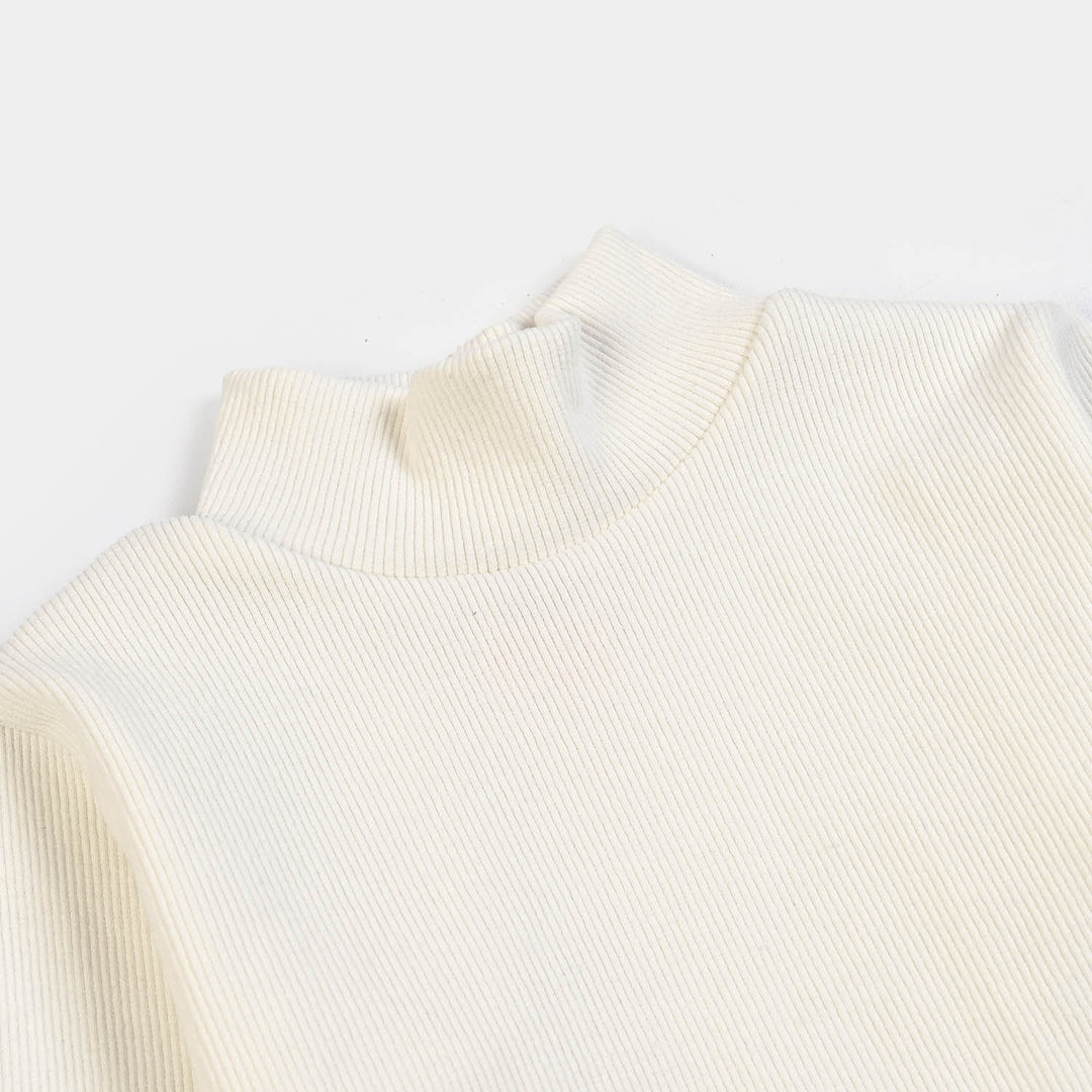 Infant Boys 2x1 Rib Turtle Neck-Off White