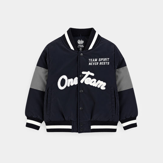 Boys Polyester Quilted Jacket One Team-BLACK