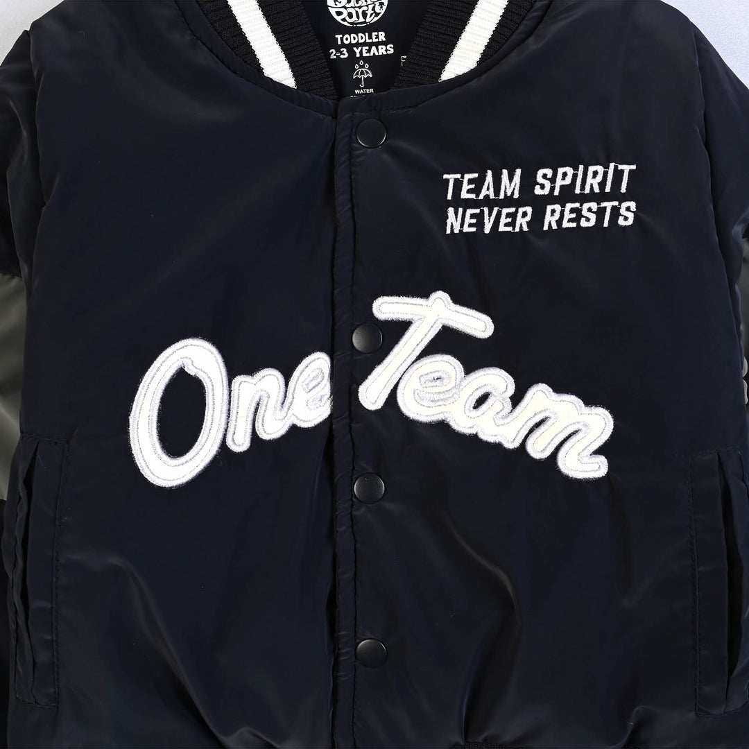 Boys Polyester Quilted Jacket One Team-BLACK