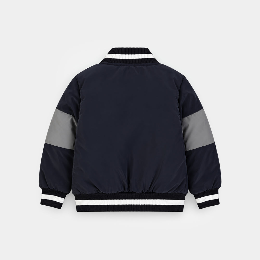 Boys Polyester Quilted Jacket One Team-BLACK