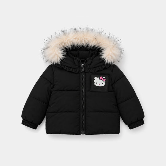 Infant Girls Polyester Quilted Jacket Character-BLACK