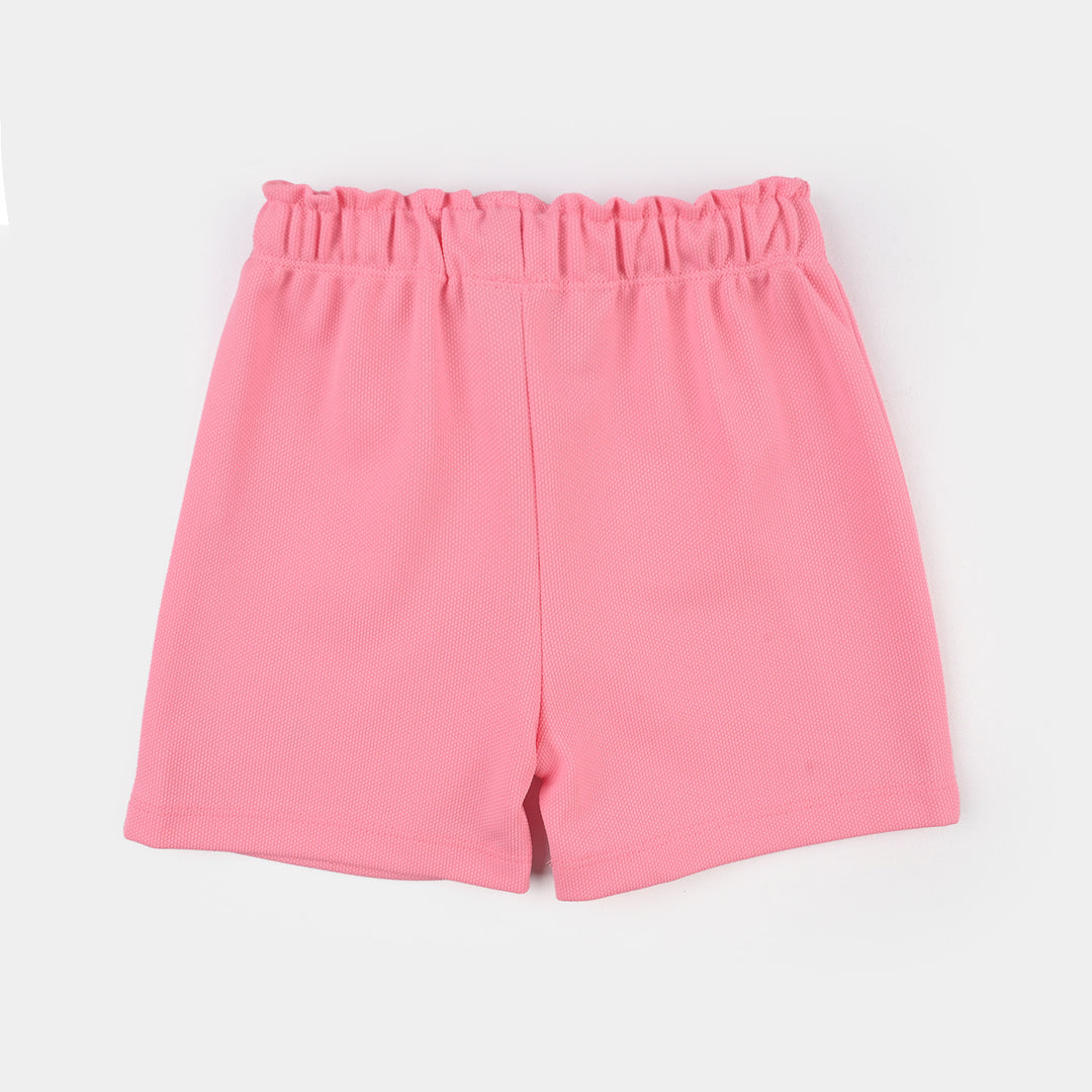 Infant Girls Cotton PK Knitted Shorts - Pink