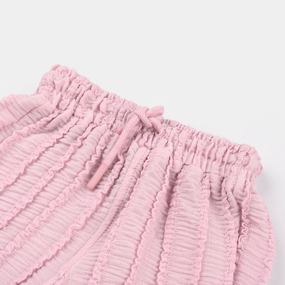 Infant Girls Jacquard Jersey Knitted Shorts - Purple