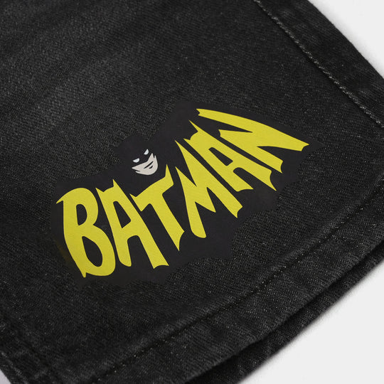 Boys Denim Rigid Shorts (The Bat Character) - Black