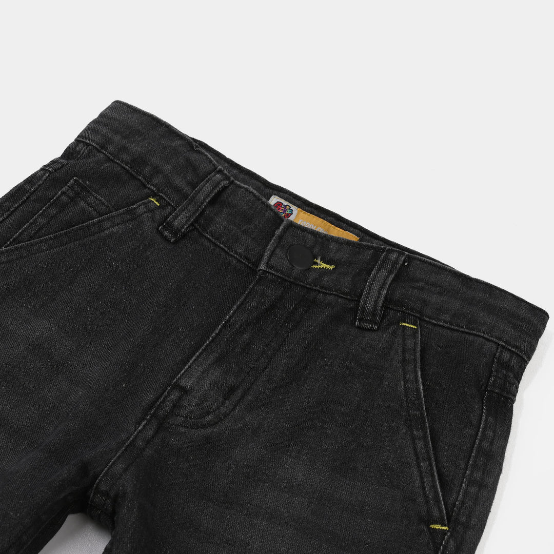 Boys Denim Rigid Shorts (The Bat Character) - Black