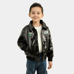 Boys PU Jacket Race Team - BLACK