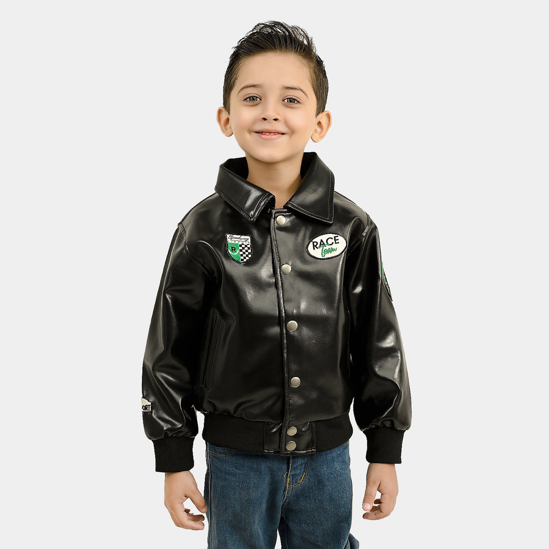 Boys PU Jacket Race Team - BLACK