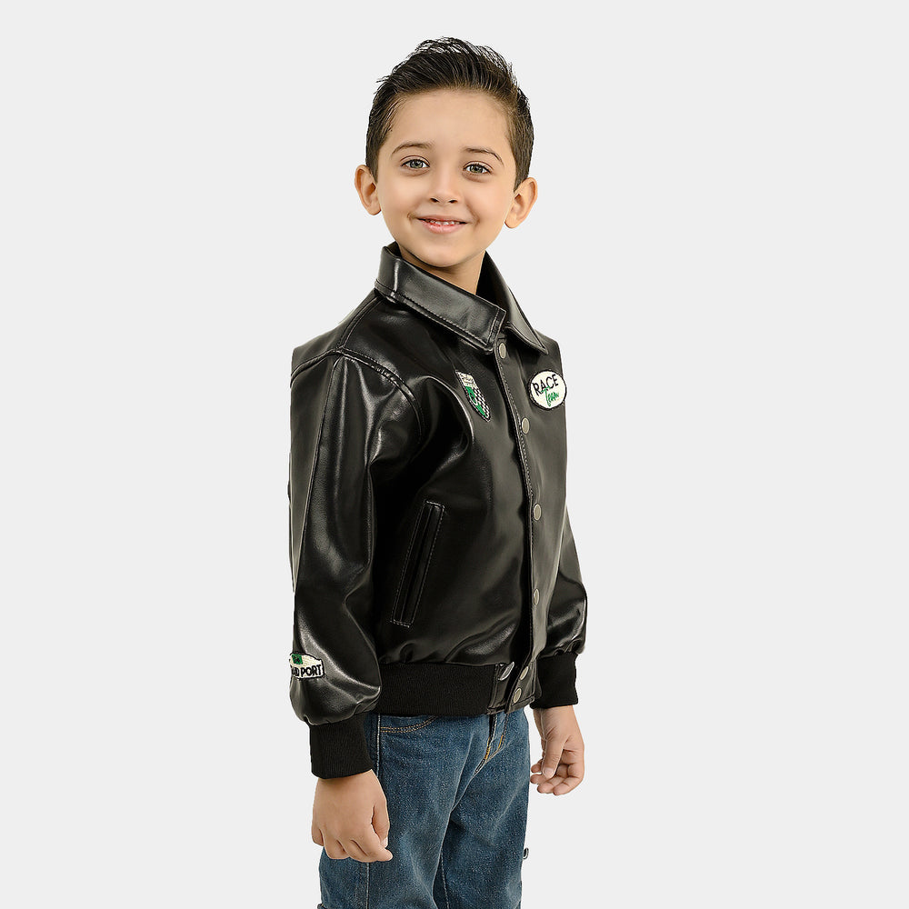 Boys PU Jacket Race Team - BLACK