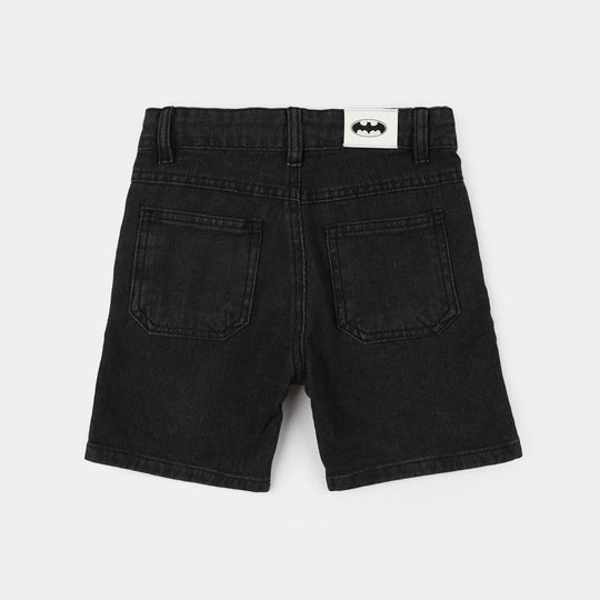 Boys Denim Rigid Shorts (The Bat Character) - Black