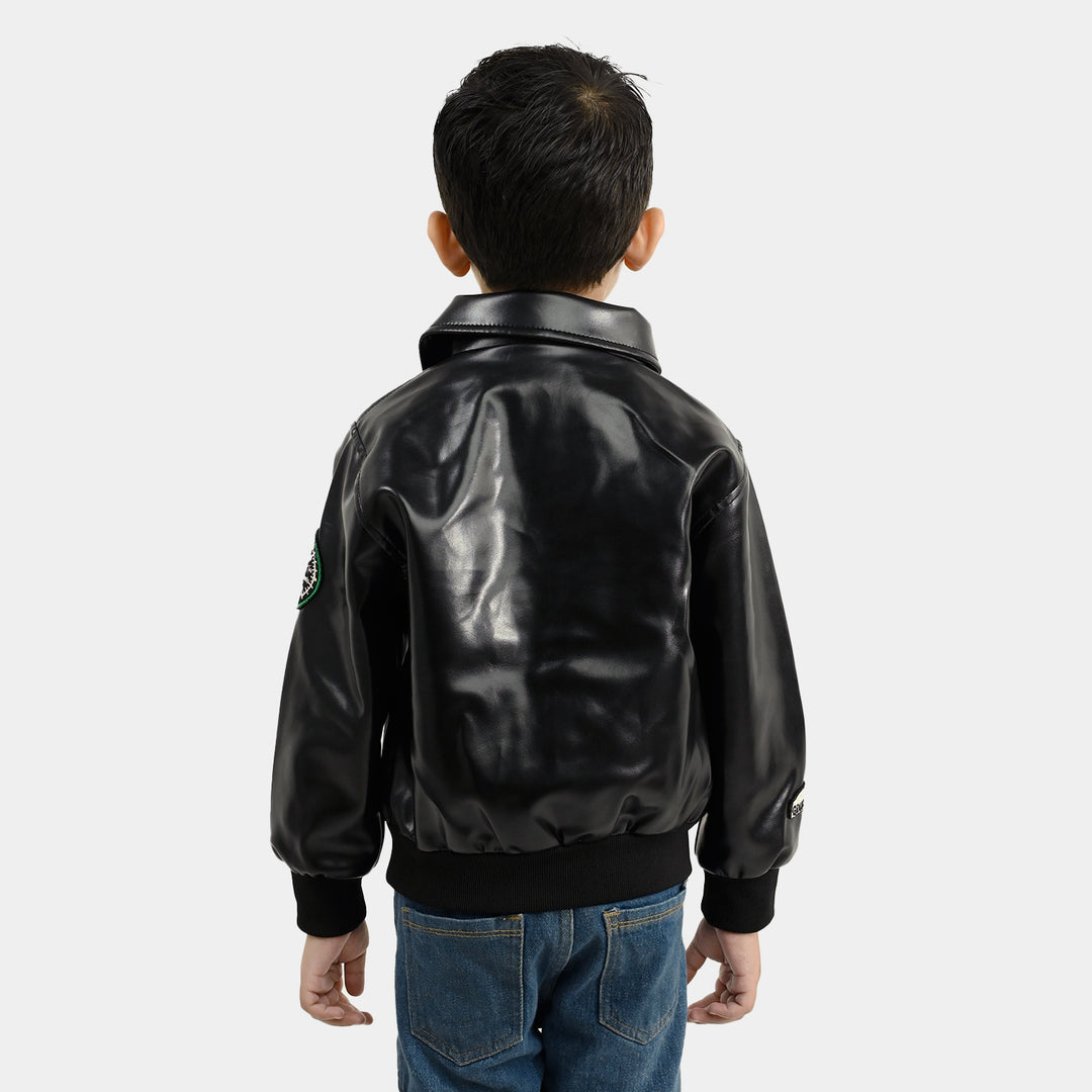 Boys PU Jacket Race Team - BLACK