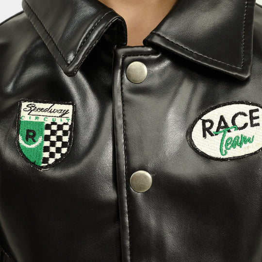 Boys PU Jacket Race Team - BLACK