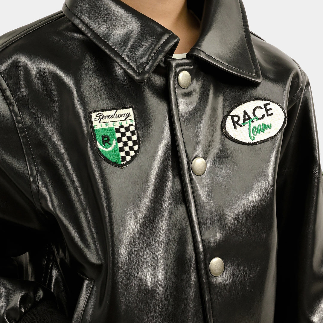 Boys PU Jacket Race Team - BLACK