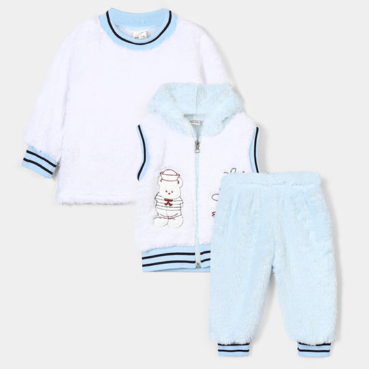 Infant Boys Knitted Suit BJ043-3P - White/Blue