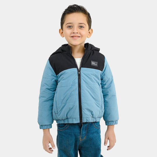 Boys Polyester Quilted Jacket into The Wild - Blue/Black