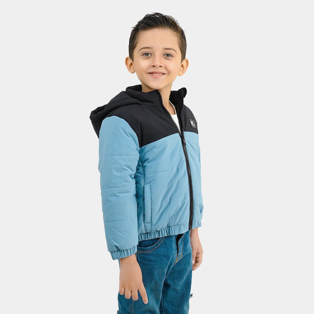 Boys Polyester Quilted Jacket into The Wild - Blue/Black