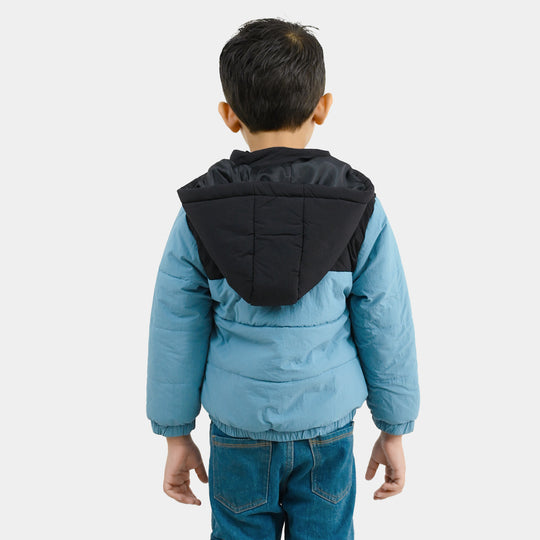 Boys Polyester Quilted Jacket into The Wild - Blue/Black