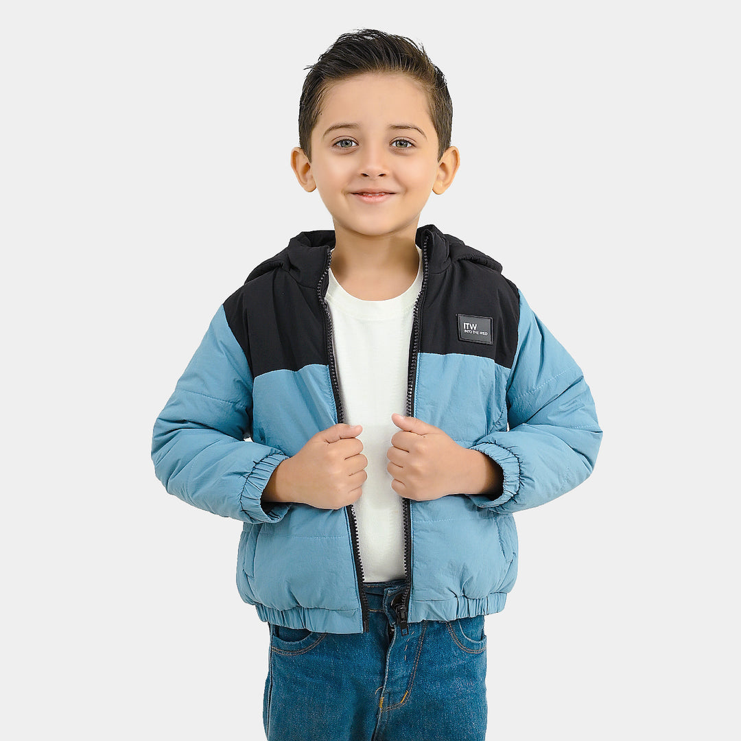 Boys Polyester Quilted Jacket into The Wild - Blue/Black