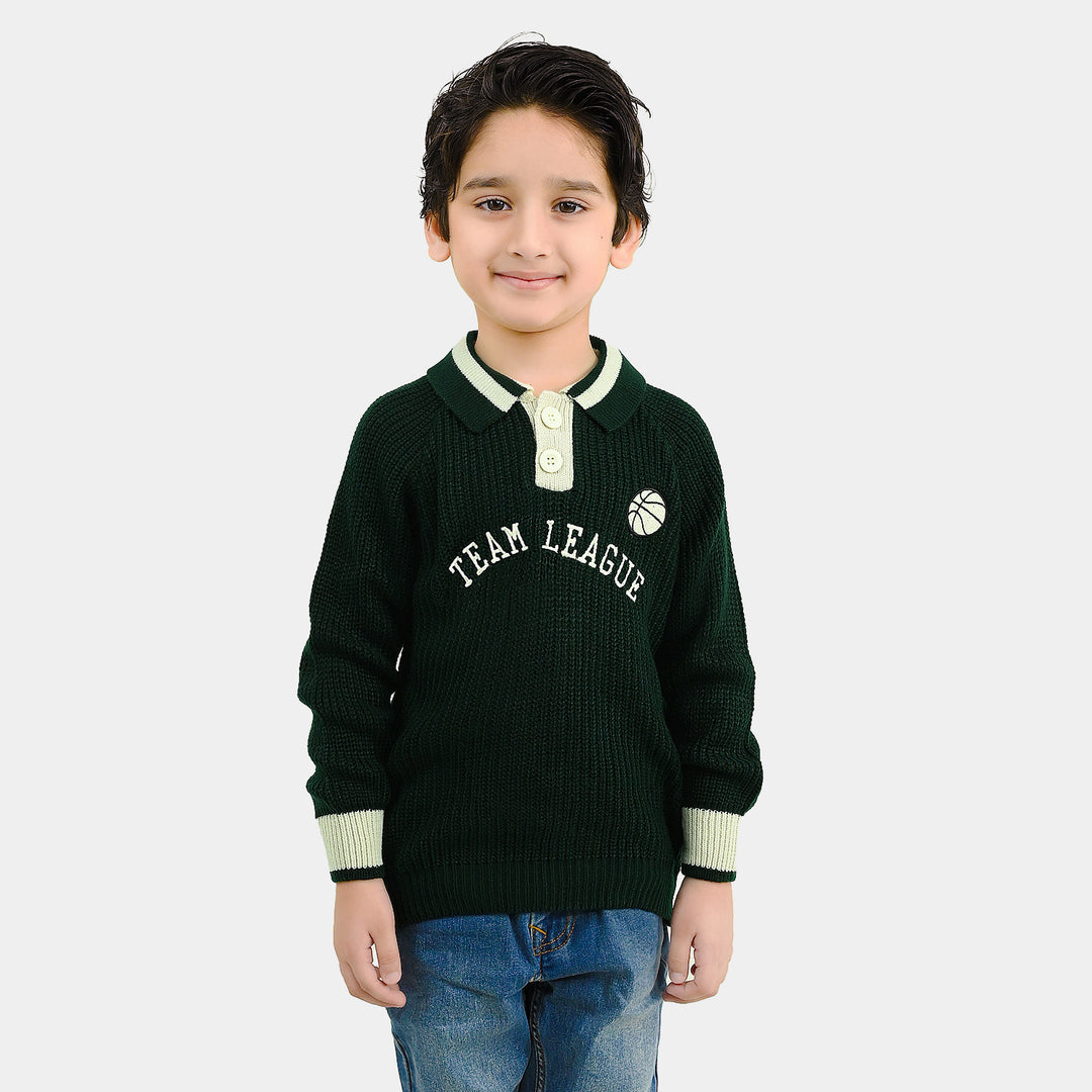 Boys Acrylic Sweater Team League - GREEN