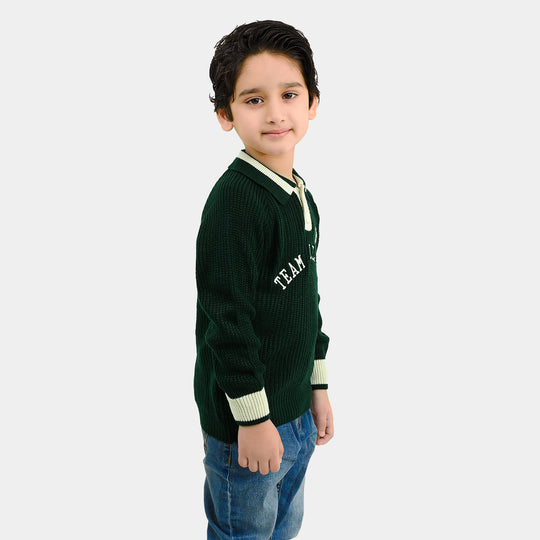 Boys Acrylic Sweater Team League - GREEN