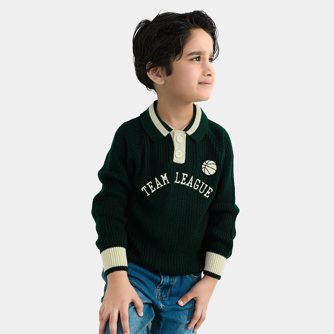 Boys Acrylic Sweater Team League - GREEN