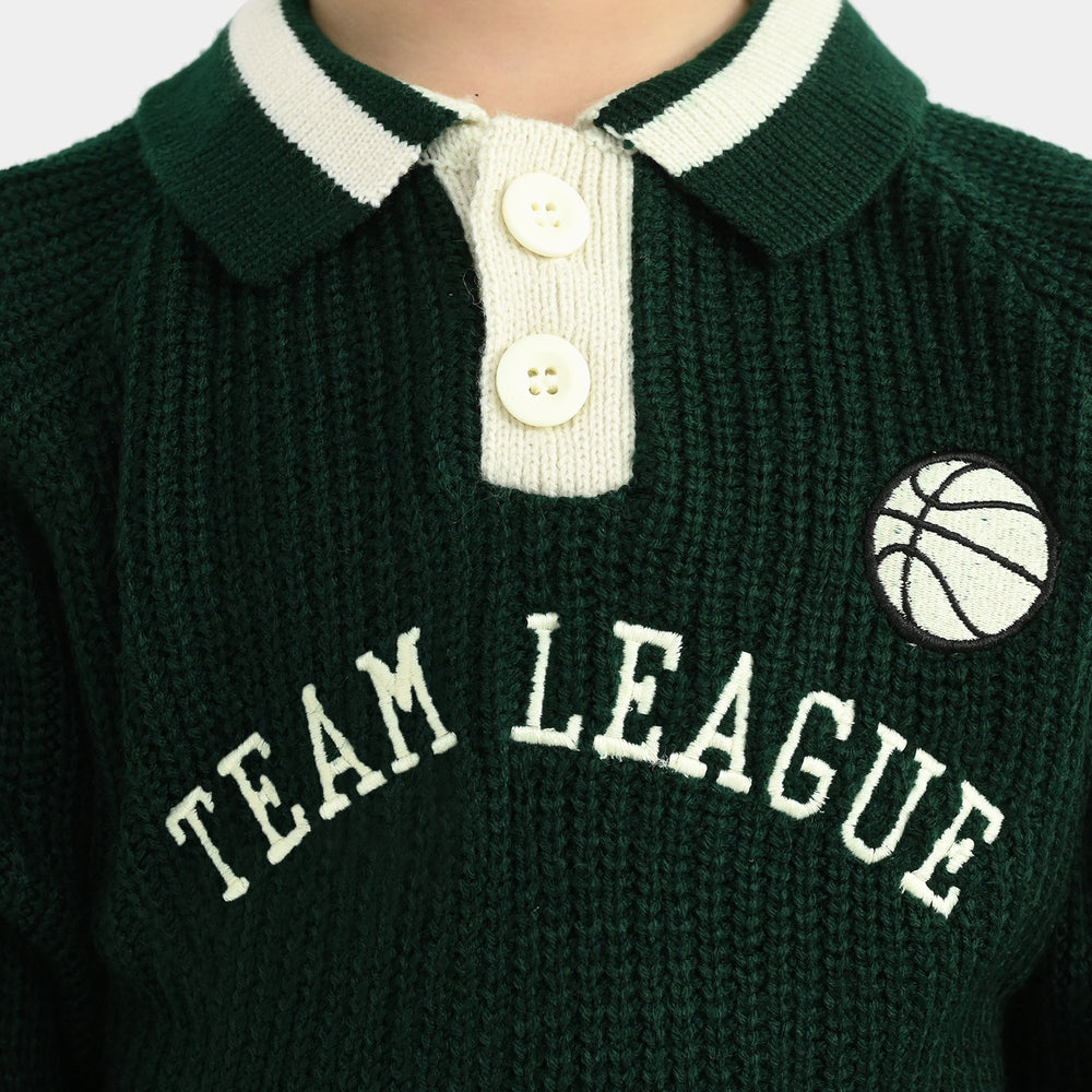 Boys Acrylic Sweater Team League - GREEN