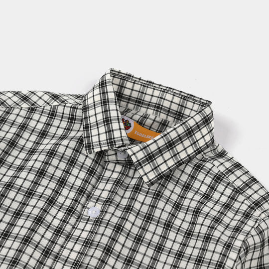 Teens Boys Yarn Dyed Shirt (Basic Check) - White/Black