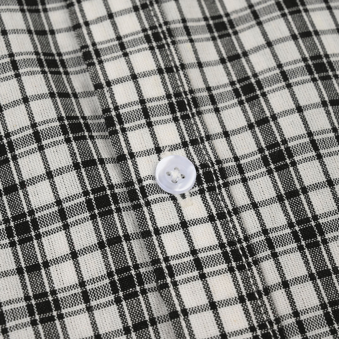 Teens Boys Yarn Dyed Shirt (Basic Check) - White/Black