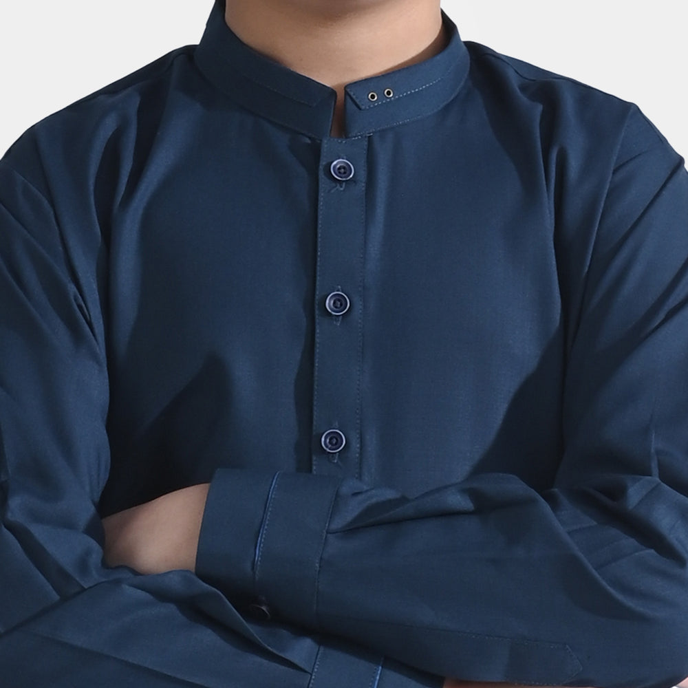 Boys Poly Viscose 2PC Suit (Cut N Sew Placket)-Teal
