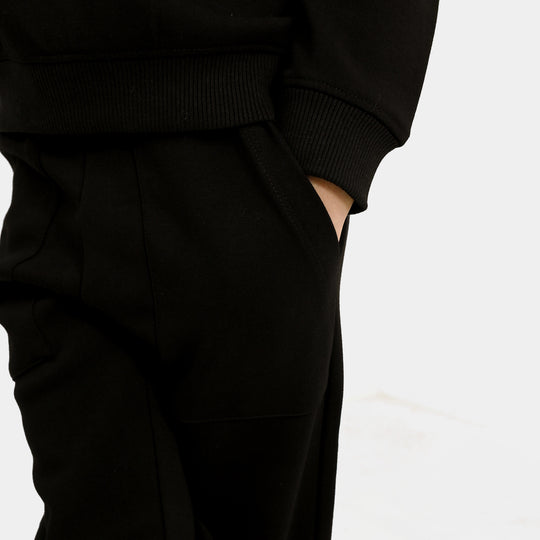 Boys Cotton Interlock 2 Pcs Suit-Black