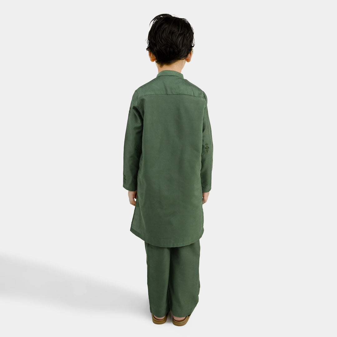 Boys Poly Cotton 2Piece Suit (Dhanak) - GREEN