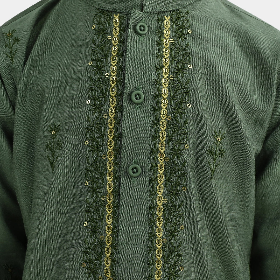 Boys Poly Cotton 2Piece Suit (Dhanak) - GREEN