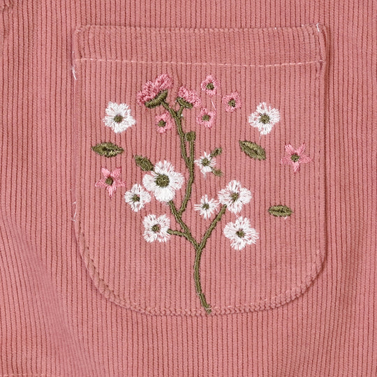 Infant Girls Corduroy Dungaree Suit-CORAL-Pink