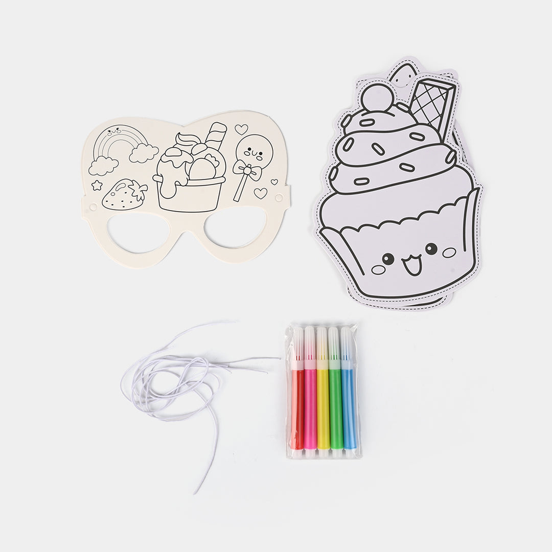 DIY Paper Mask & Character Cutout Coloring Set