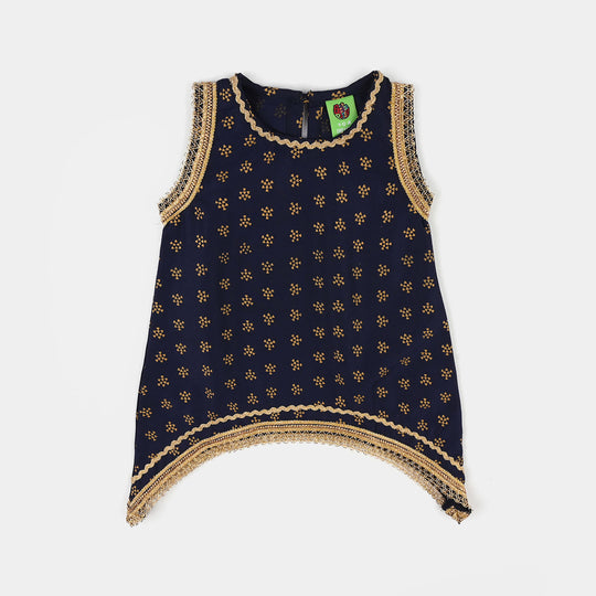 Infant Girls Poly Cambric 2-Pcs Suit (Inaya) - Navy Blue
