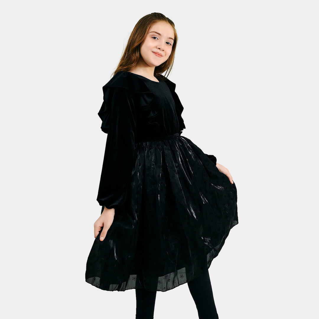 Girls Velvet Fancy Frock Black Beauty - BLACK