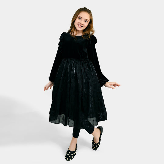 Girls Velvet Fancy Frock Black Beauty - BLACK