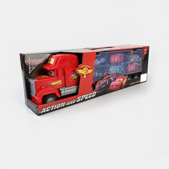 Free Wheel Car Carrier Truck With 6PCs Mini Car Toy For Kids