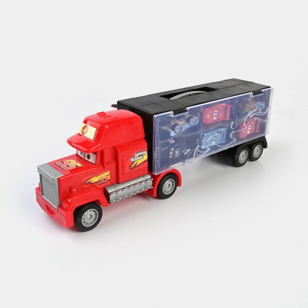 Free Wheel Car Carrier Truck With 6PCs Mini Car Toy For Kids