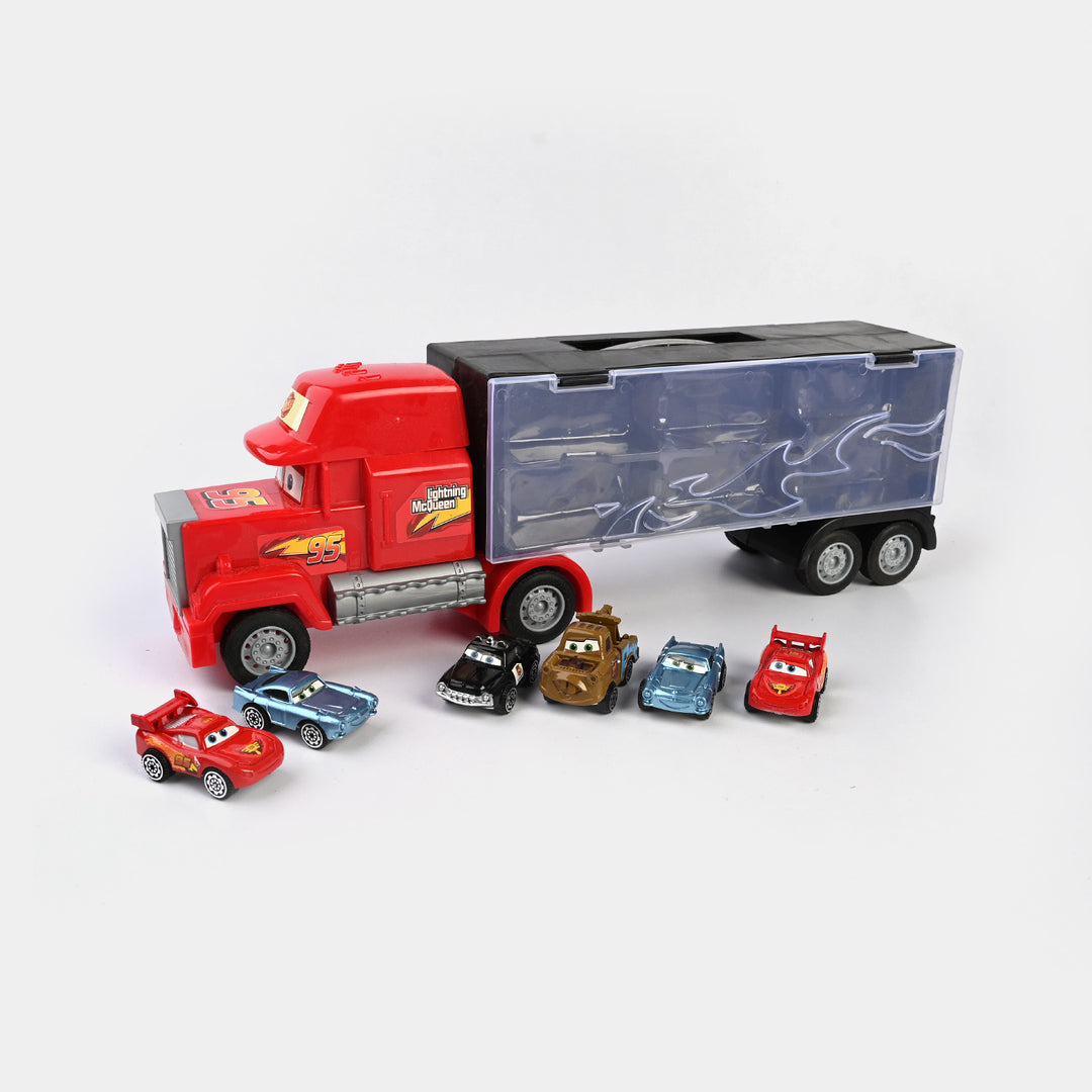 Free Wheel Car Carrier Truck With 6PCs Mini Car Toy For Kids