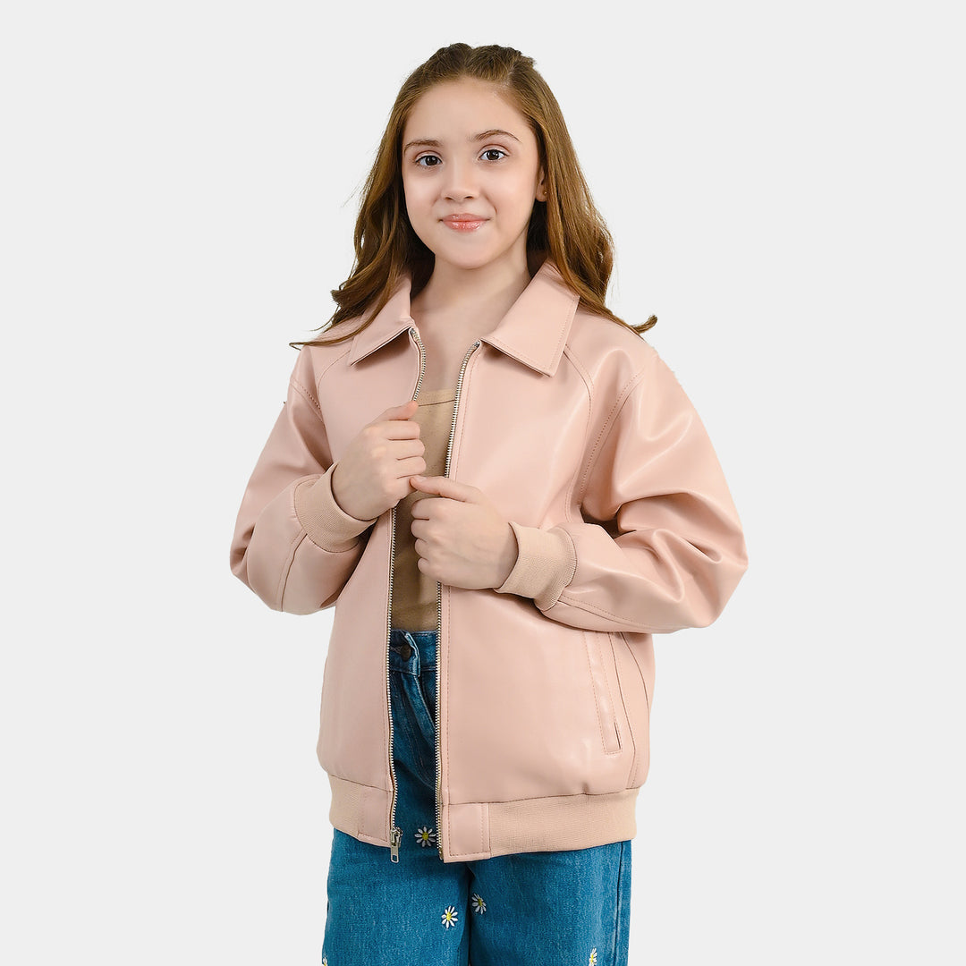 Girls PU Jacket Basic - PINK