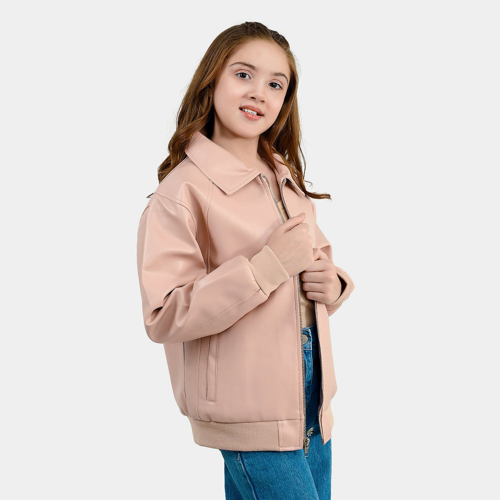 Girls PU Jacket Basic - PINK