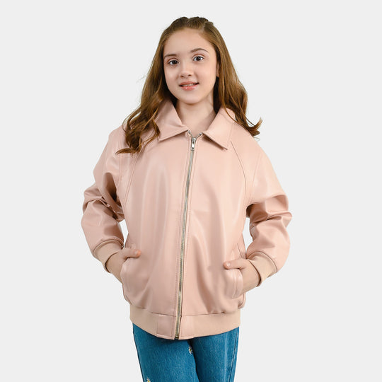 Girls PU Jacket Basic - PINK