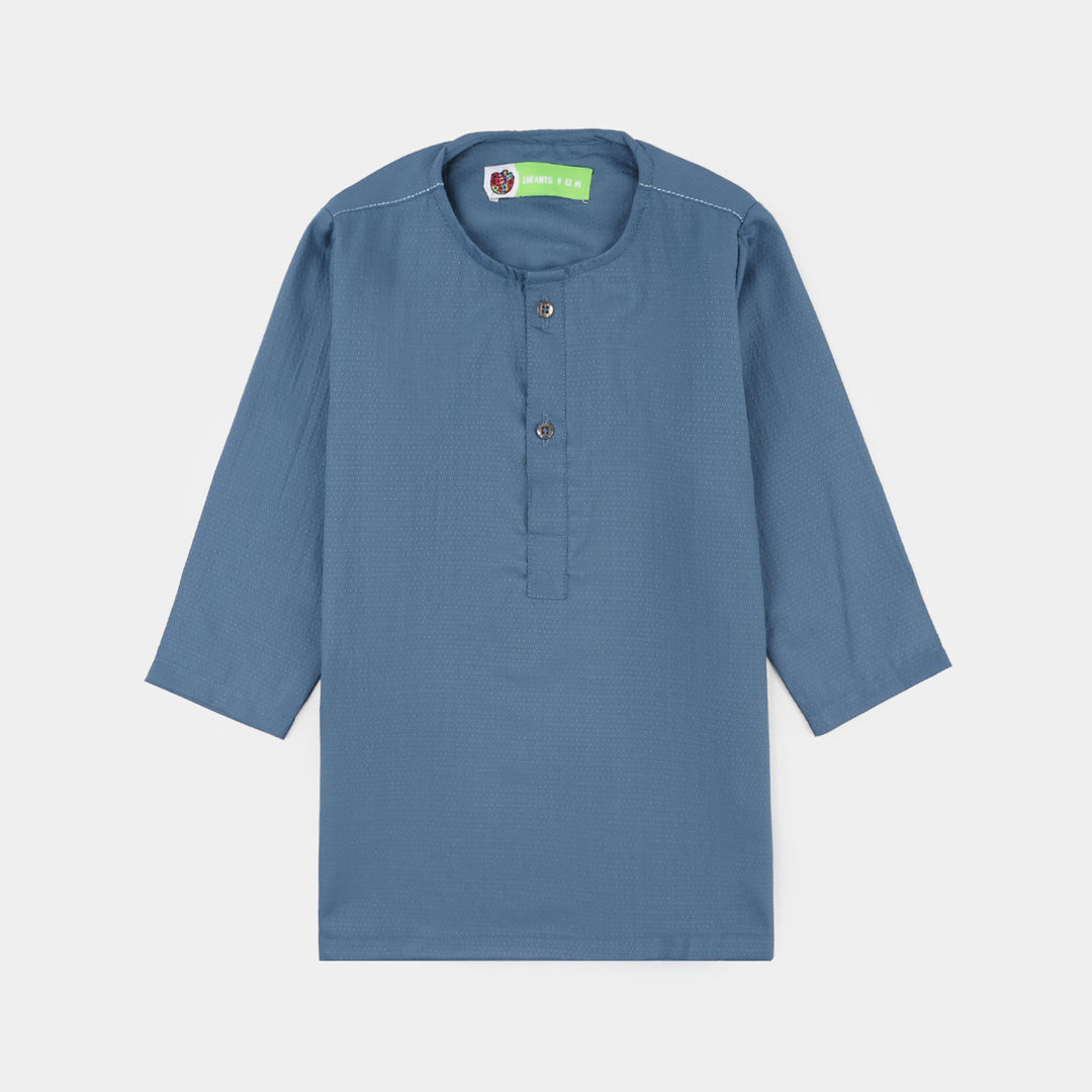 Infant Boys Poly Viscose Kurta Pajama (Dobby) - Grey