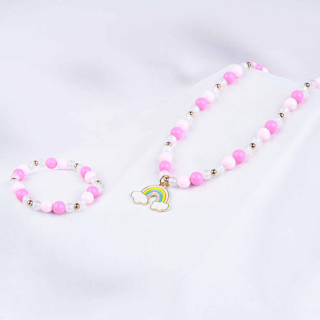 GIRLS ELEGANT BEADED NECKLACE & BRACELET