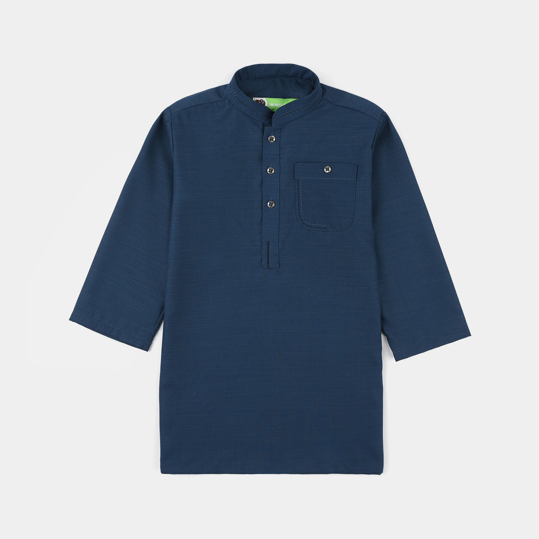 Infant Boys Poly Viscose Kurta Pajama (Cut N Sew) - Teal Blue
