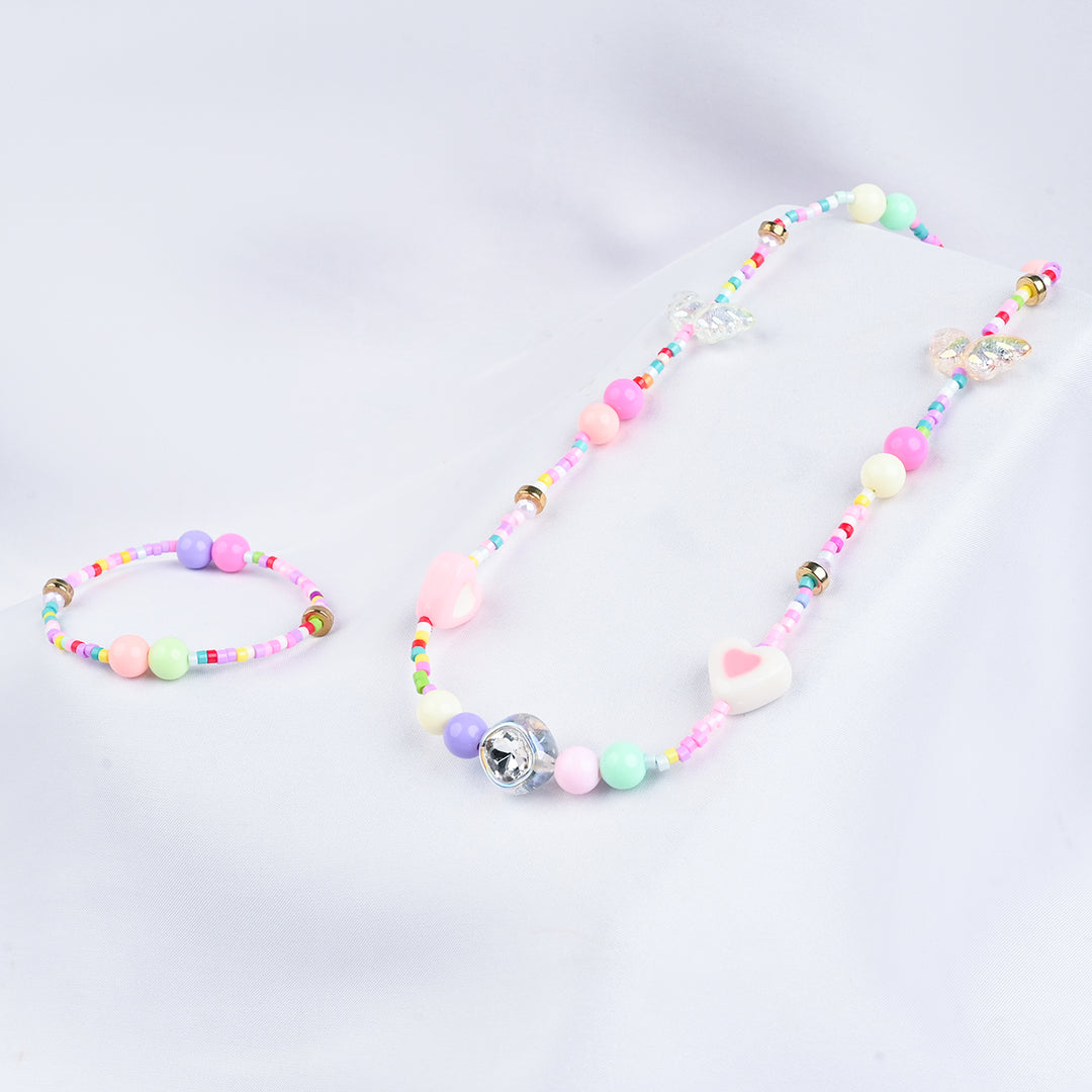 GIRLS ELEGANT BEADED NECKLACE & BRACELET