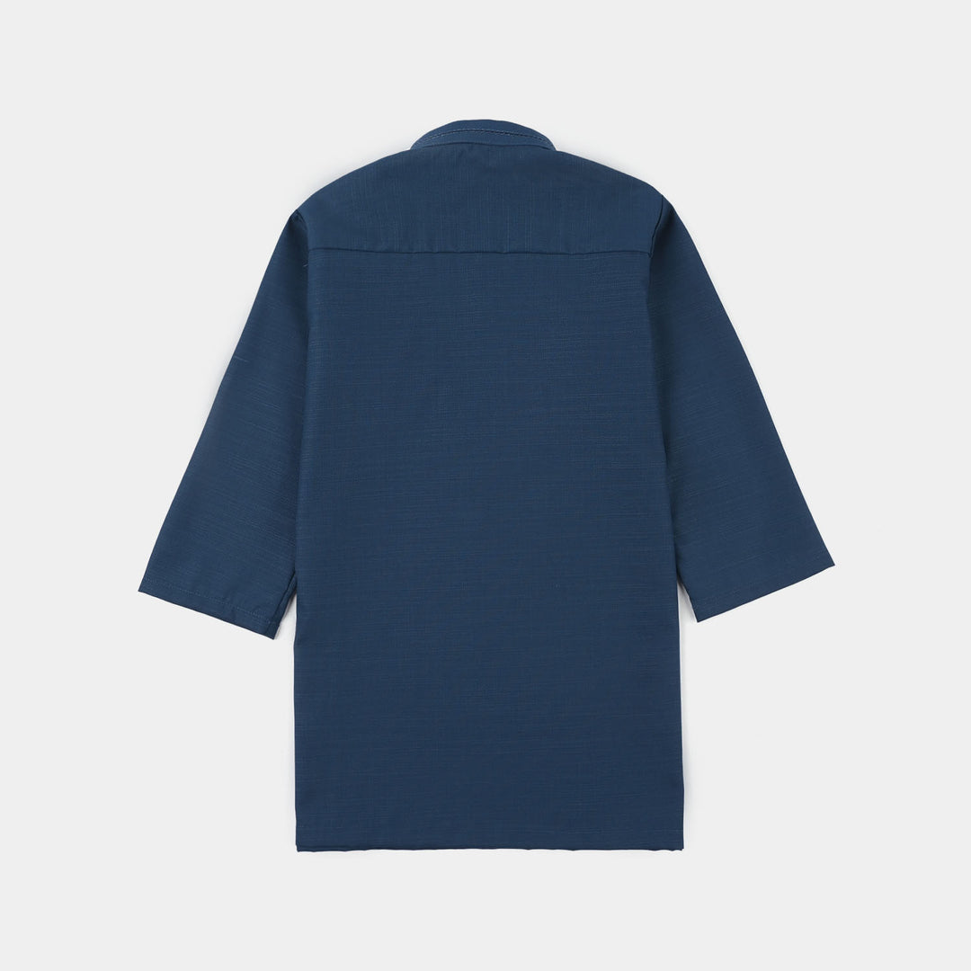 Infant Boys Poly Viscose Kurta Pajama (Cut N Sew) - Teal Blue