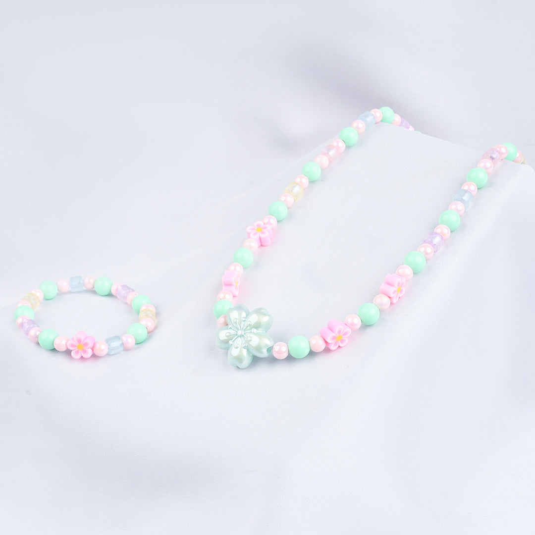 GIRLS ELEGANT BEADED NECKLACE & BRACELET